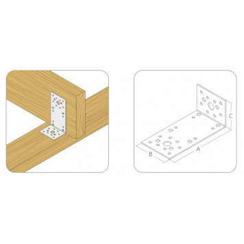 Уголок крепежный KUAS асимметричный 40х40х140 мм ALET-1