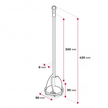 Насадка-миксер пластиковый D86, стержень из оцинкованной стали 8мм, Эксперт-1