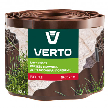 Лента 15G513 бордюрная садовая 10 см x 9 м, коричневая VERTO