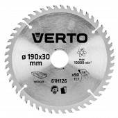 Диск 61H126 для циркулярки 190х30 мм, 52 зуба VERTO