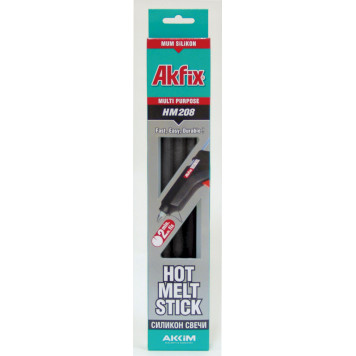 Стержни клеевые HM208 черные, 11x300 мм, уп 34 шт. (1кг) AKFIX