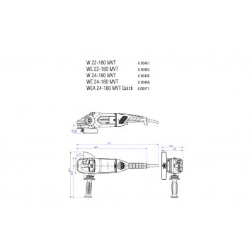 Угловая шлифмашинка WE 22-180 MVT (606463000) 2200 Вт, 180 мм METABO-2