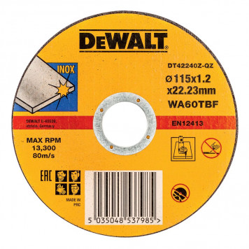 Круг отрезной DT42240Z-QZ по металлу INDUSTRIAL, 115х1,2 мм DEWALT Круг отрезной DT42240Z-QZ по металлу INDUSTRIAL, 115х1,2 мм DEWALT