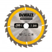 Диск DT1934-QZ пильный CONSTRUCT 165х20 мм, 24 зуба, ATB +10° DEWALT