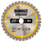Диск DT1950-QZ пильный CONSTRUCT 165х20 мм, 36 зубьев, ATB +20° DEWALT