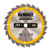 Диск DT1939-QZ пильный CONSTRUCT 184х16 мм, 24 зуба, ATB +10° DEWALT