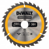 Диск DT1942-QZ пильный CONSTRUCT 184х30 мм, 30 зубьев, ATB +10° DEWALT