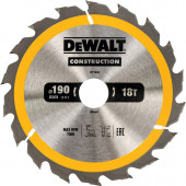 Диск DT1943-QZ пильный CONSTRUCT 190х30 мм, 18 зубьев, ATB +20° DEWALT