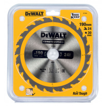 Диск DT1944-QZ пильный CONSTRUCT 190х30 мм, 24 зуба, ATB +16° DEWALT-1