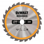 Диск DT1956-QZ пильный CONSTRUCT 250х30 мм, 24 зуба, ATB +10° DEWALT