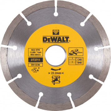 Диск DT3711-QZ алмазный сегментный универсальный 125х22,23, h=7 мм DEWALT