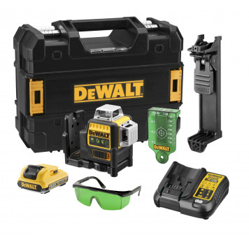 Уровень лазерный DCE089D1G-QW 3-х плоскостной с перекрестием, зеленый луч DeWALT