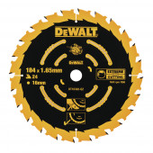 Диск DT10302-QZ пильный по дереву EXTREME 184х16 / 1,65х0,99 мм, 24 WZ +18° DEWALT