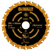 Диск DT10304-QZ пильный по дереву EXTREME 190х30 / 1,65х0,99 мм, 24 WZ +18° DEWALT