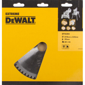 Диск DT4350-QZ по дереву EXTREME 216х30 мм, 60 зубьев, WZ -5° DEWALT-1