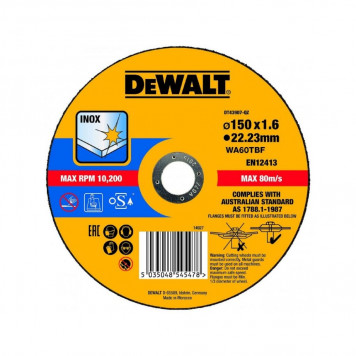 Круг отрезной DT43907-QZ 150x1,6x22,23 мм, тип 41 DEWALT Круг отрезной DT43907-QZ 150x1,6x22,23 мм, тип 41 DEWALT
