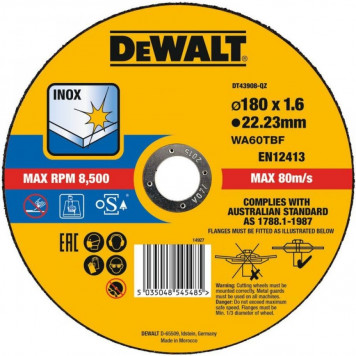 Круг отрезной DT43908-QZ 180x1,6x22,23 мм, тип 41 DEWALT