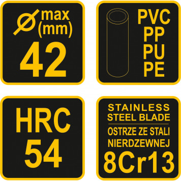 Труборез 78341 для ПВХ труб 42 мм VOREL-2