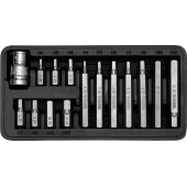 Набор бит YT-0413 HEX 30 мм-70 мм с переходником, 15 шт YATO