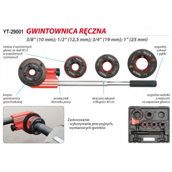 Набор YT-29001 сантехника (клуппы 3/8", 1/2", 3/4", 1") 5 предметов YATO-5