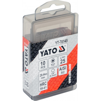 Бита YT-78145 TORX Т27х25 мм, 10 шт YATO Бита YT-78145 TORX Т27х25 мм, 10 шт YATO