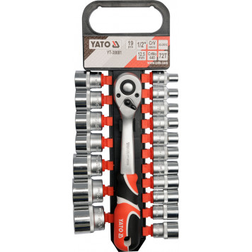 Набор YT-38681 головок с трещоткой 1/2", 19 предметов YATO