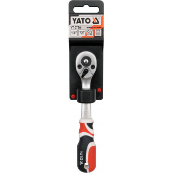 Трещотка YT-0730 с изогнутой ручкой 1/4 YATO-1