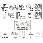 Цепь YT-84943 для бензопилы 0.325, 45 см, 1.5 мм, 72 звена YATO
