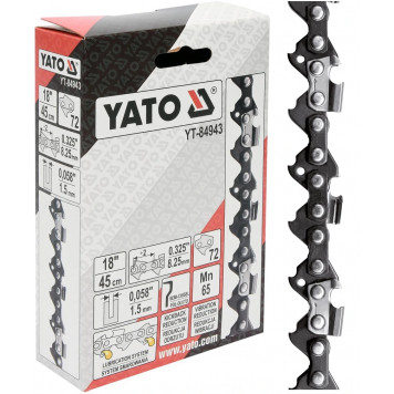 Цепь YT-84943 для бензопилы 0.325, 45 см, 1.5 мм, 72 звена YATO