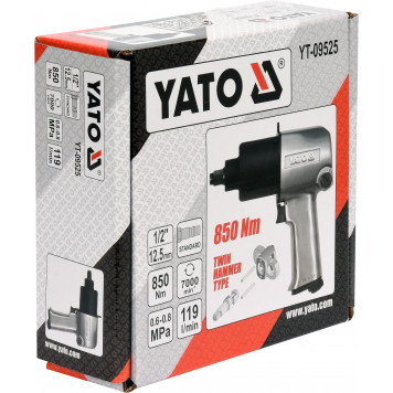 Гайковёрт YT-09525 ударный пневматический 1/2, 850 Нм, 119 л/мин YATO-1