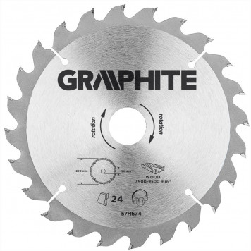 Диск 57H674 отрезной 200x30 мм, 24z, карбид кремния GRAPHITE Диск 57H674 отрезной 200x30 мм, 24z, карбид кремния GRAPHITE