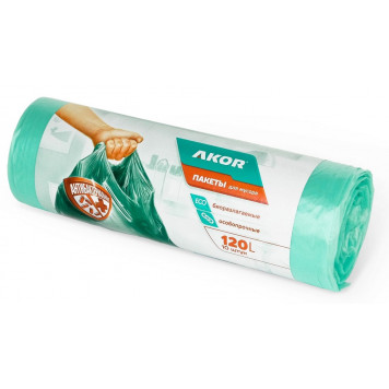 Пакеты для мусора "АНТИБАК+БИО" 120 л, 10 шт, бирюзовый, арт 205-107