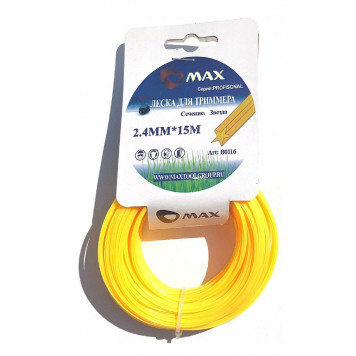 Леска B0116 для триммера 2,4 мм x 15 м, сечение звезда, MAX