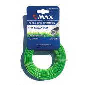 Леска B0115-1 для триммера 2,4 мм x 15 м, сечение железный трос с нейлоновой оболочкой, MAX