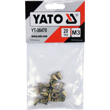 Заклепка YT-36470 резьбовая сталь М3, 20 шт. YATO