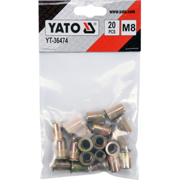 Заклепка YT-36474 резьбовая сталь М8, 20 шт. YATO
