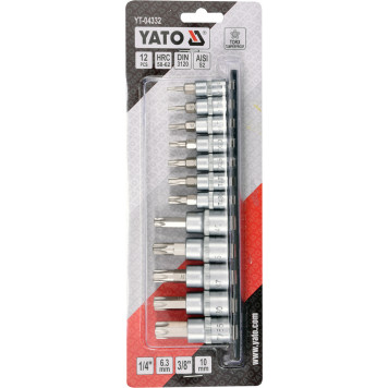 Набор YT-04332 головок со вставками TORX-SECURITY, 12 шт. YATO-1