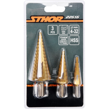 Сверло ступенчатое 22616 набор по металлу 3 шт SHTOR-2