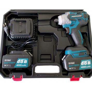 Шуруповёрт-винтоверт бесщеточный ударный E0082 18В Li-ion 2х4.0Ач в кейсе-5
