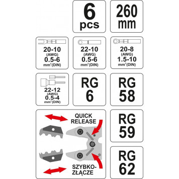 Инструмент YT-2245 для обжима и зачистки проводов 260 мм YATO-4