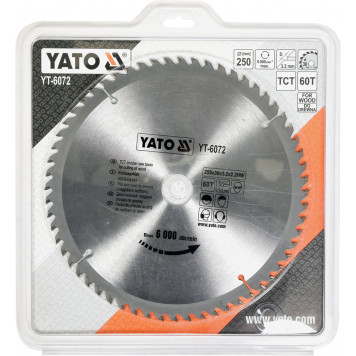 Диск YT-6072 с карбид вольфрамом 250х30 мм, 60 зубьев YATO-1