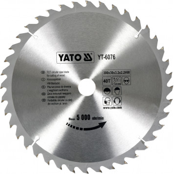 Диск YT-6076 с карбид вольфрамом 300х30 мм, 40 зубьев YATO