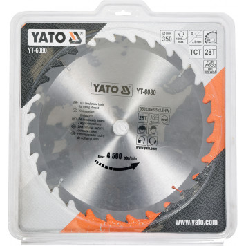 Диск YT-6080 с карбид вольфрамом 350х30 мм, 28 зубьев YATO-1