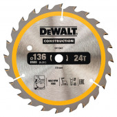 Диск DT1947-QZ пильный CONSTRACTION 136x10 мм, 24 зуба, ATB +20° DEWALT