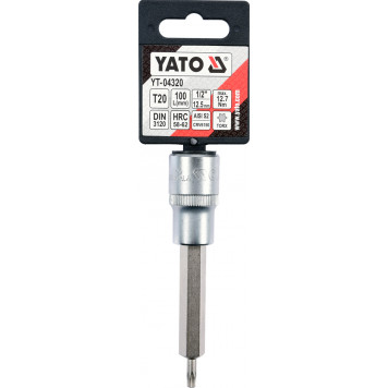 Головка YT-04320 торцевая c вставкой TORX 1/2, Т20, L = 100 мм YATO-2