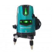 Уровень лазерный Зеленый E0057 3 луча Profipower В комплекте лазерный нивелир, кейс, большой акб, зу