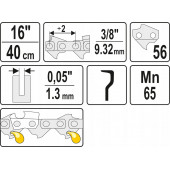 Цепь YT-84953-1 для бензопилы 3/8, 1.5 мм, 56 звеньев YATO