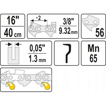 Цепь YT-84953-1 для бензопилы 3/8, 1.5 мм, 56 звеньев YATO-2