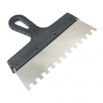 Шпатель зубчатый 250 мм, зуб 10х10 мм (0,4 нерж)