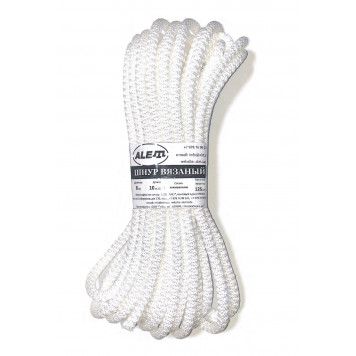 Шнур вязаный 8 мм, 50 м, белый ALET